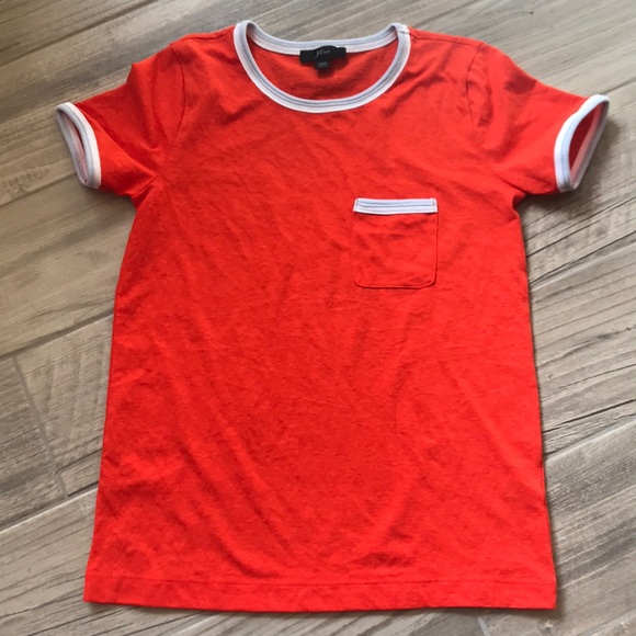 J. Crew XXS orange with white trim tee - Picture 1 of 5